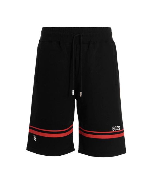 Gcds Black Cotton Bermuda Shorts for men
