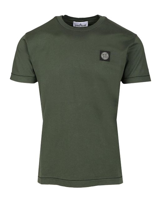 Stone Island Green Short-Sleeved Cotton Jersey T-Shirt for men