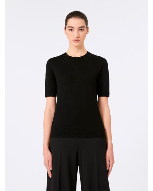 Max Mara Black Short-Sleeved Basic Wool Sweater