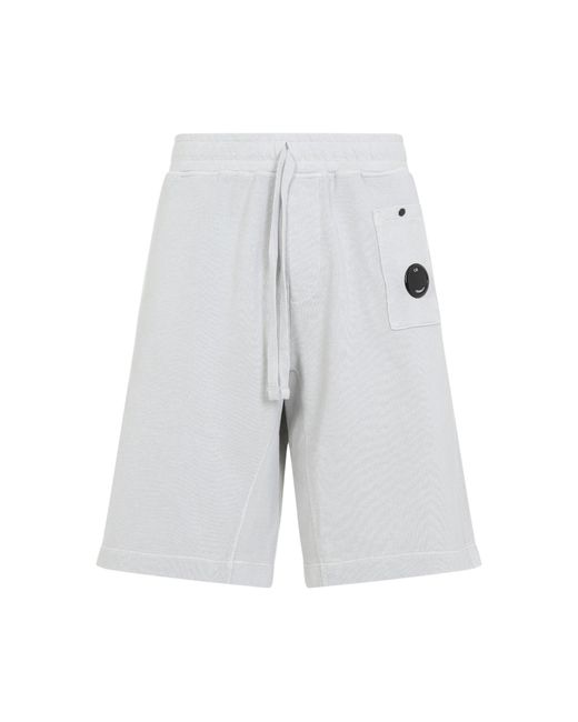 C P Company White Logo Patch Bermuda Shorts for men