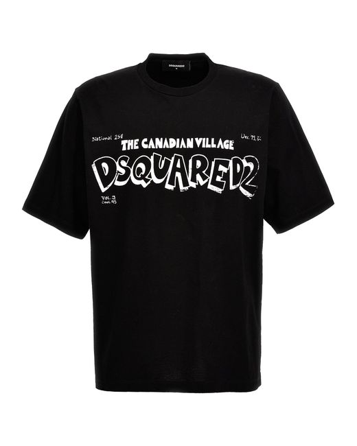 Logo Print T-Shrit T Shirt Nero di DSquared² in Black da Uomo