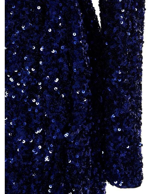 ROTATE BIRGER CHRISTENSEN Blue Sequin-embellished Wrap Midi Dress