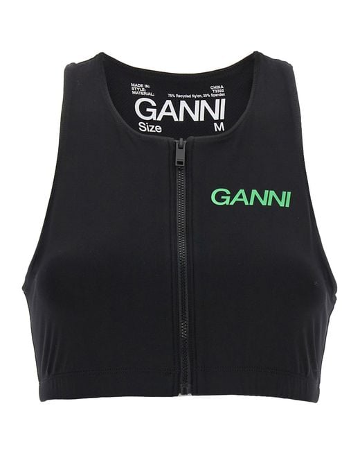 Ganni Black Logo Sports Top Underwear, Body