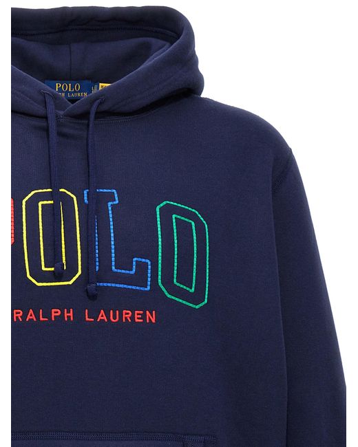 Logo Hoodie Felpe Blu di Polo Ralph Lauren in Blue da Uomo