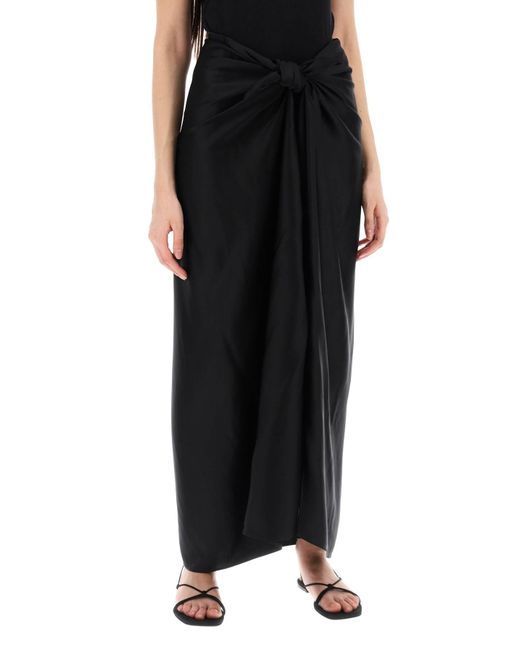 Totême  Black Toteme "Satin Skirt With Bow Detail"