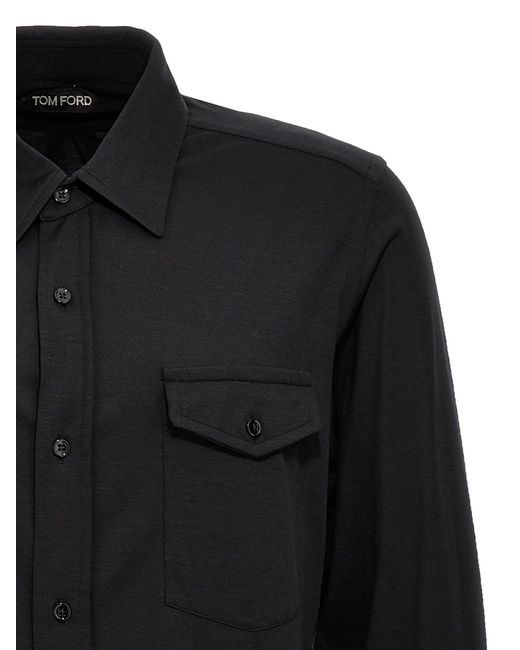 Silk Blend Shirt Camicie Nero di Tom Ford in Black da Uomo