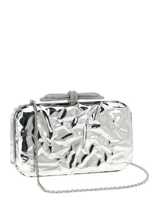 Mach & Mach Gray 'Double Bow Wrapped Mirror' Clutch