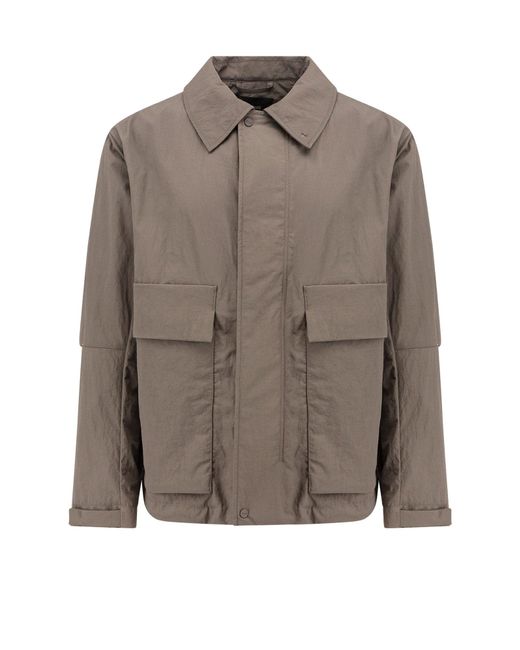 Laminar Brown Nylon Jacket With Maxi Pockets for men