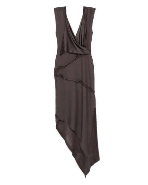 The Attico Brown Midi Dress With Twisted Detail