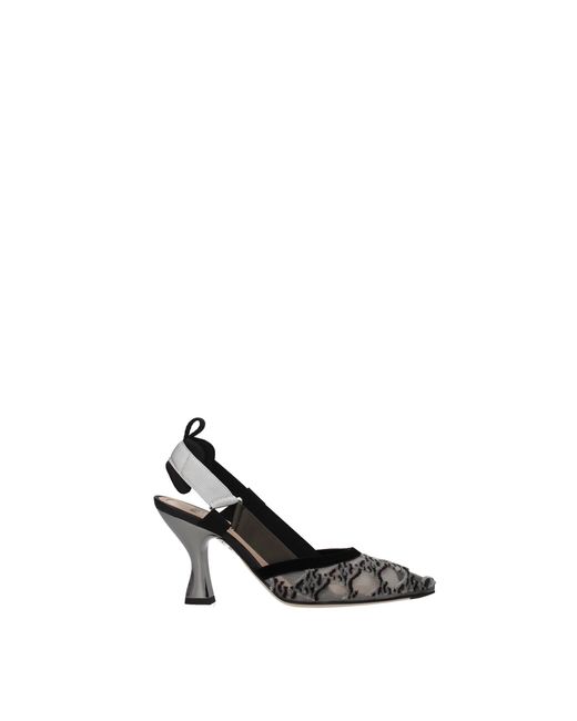 Fendi Black Sandals Net Grey