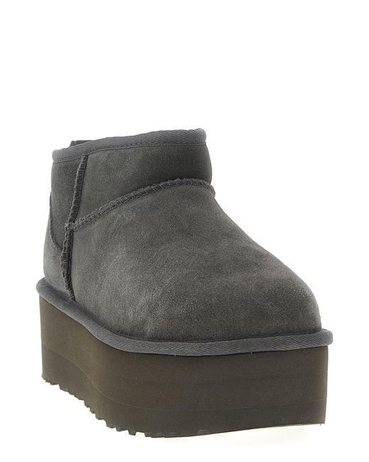 Ugg Gray Classic Ultra Mini Platform Boots And Ankle Boots