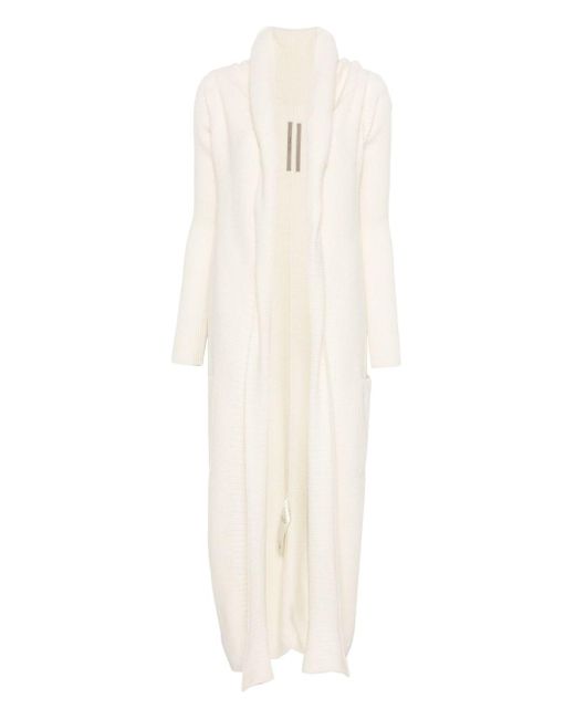 Rick Owens White Knitted Long Cardigan