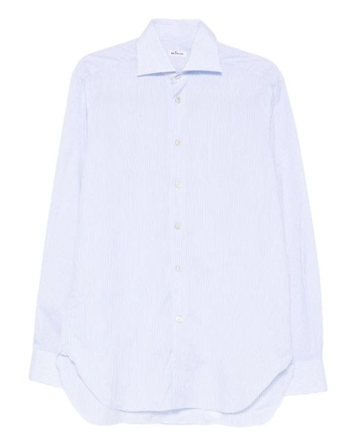Kiton White Striped Cotton Shirt for men