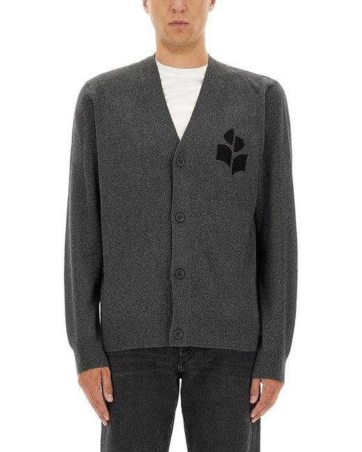 Isabel Marant Gray Cardigan With Logo for men
