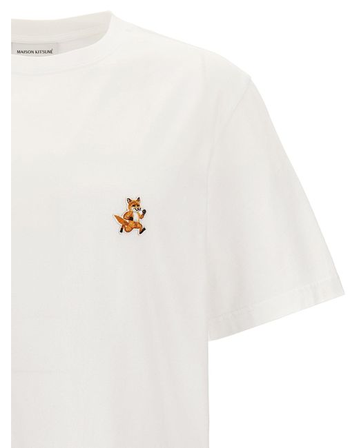 Speedy Fox Patch T Shirt Bianco di Maison Kitsuné in White da Uomo