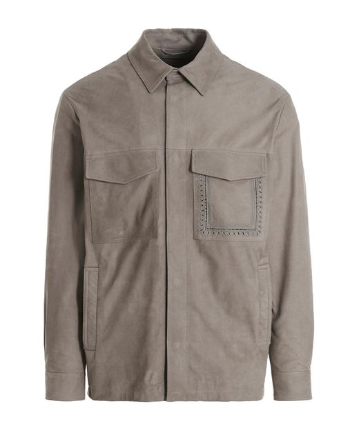 Etro Gray Leather Shirt for men