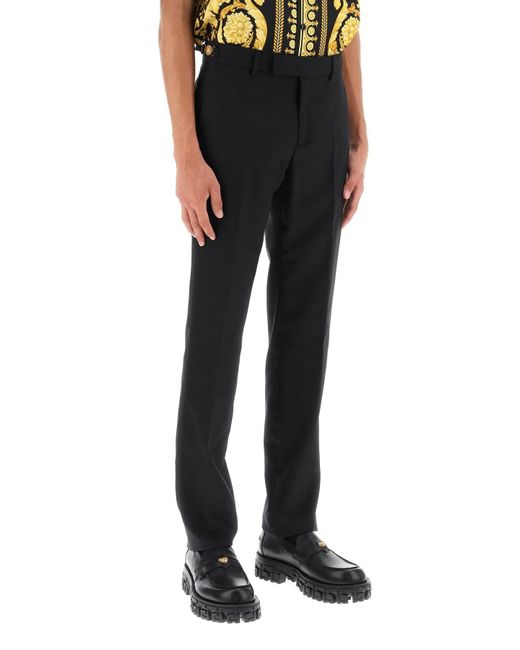 Versace Black Tailored Pants With Medusa Details for men