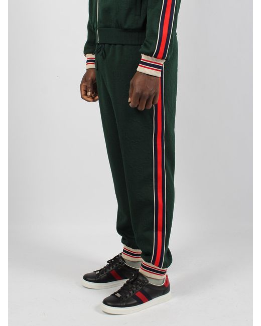 Gg jacquard jersey track bottoms di Gucci in Green da Uomo