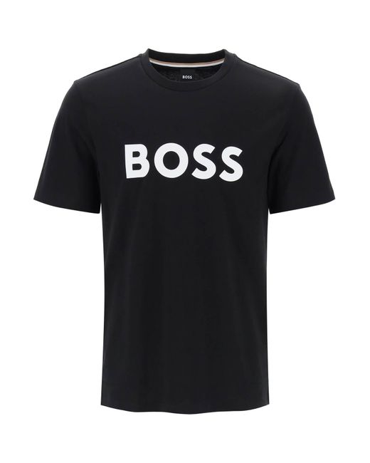 T Shirt Tiburt 354 Stampa Logo di Boss in Black da Uomo