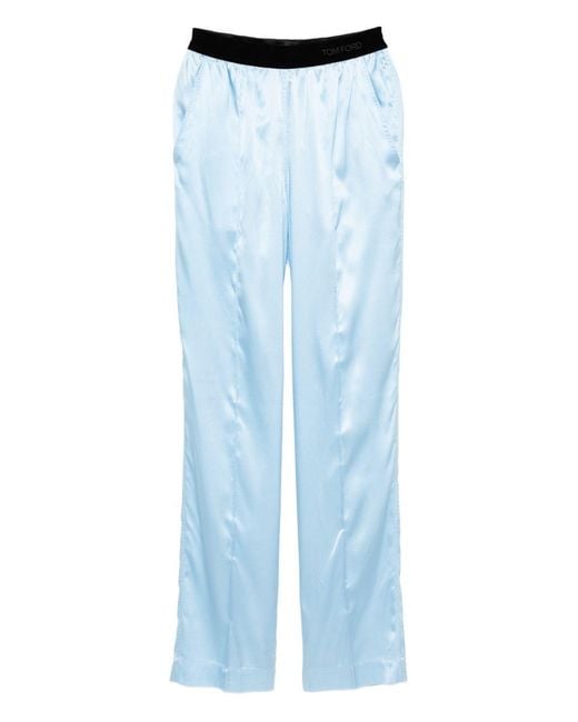 Tom Ford Blue Pajama Silk Trousers