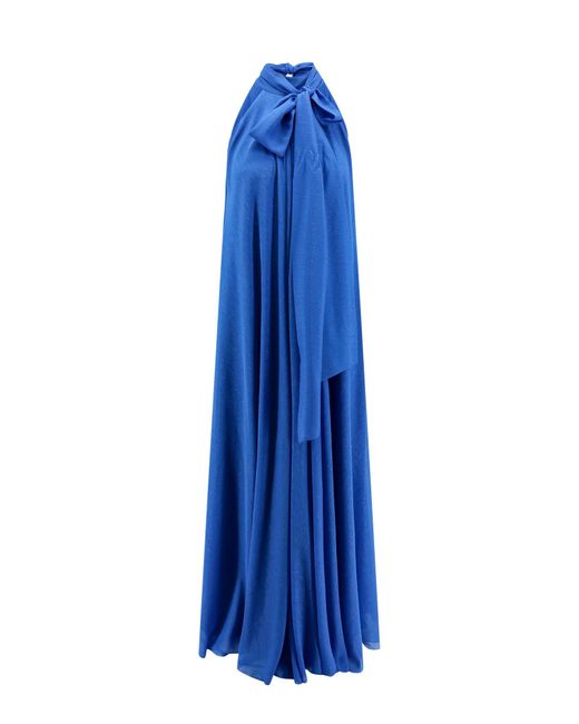 ACTUALEE Blue Long Dress With Lurex Effect