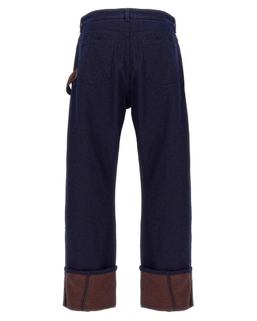 J.W. Anderson Blue Turn Up Twisted Workwear' Jeans for men