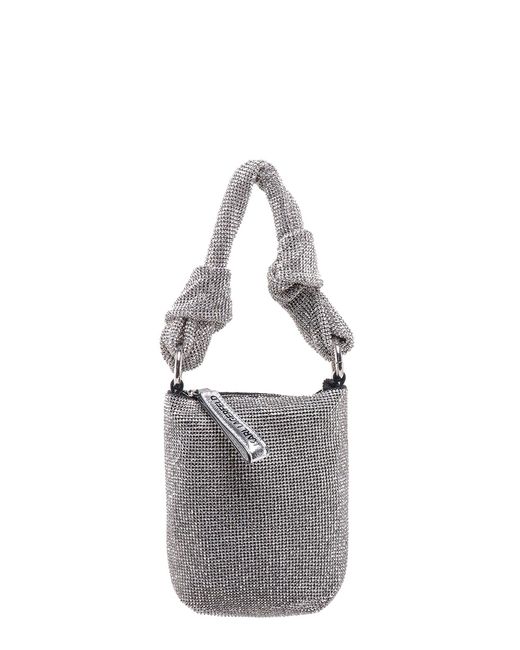 Karl Lagerfeld Gray Handbag With All-over Rhinestones