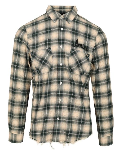 Amiri Green Shirt With Check Pattern for men