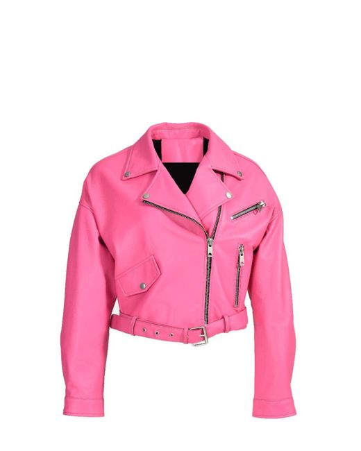 Wanan Touch Pink Stella Jacket In Fuchsia Lambskin Leather