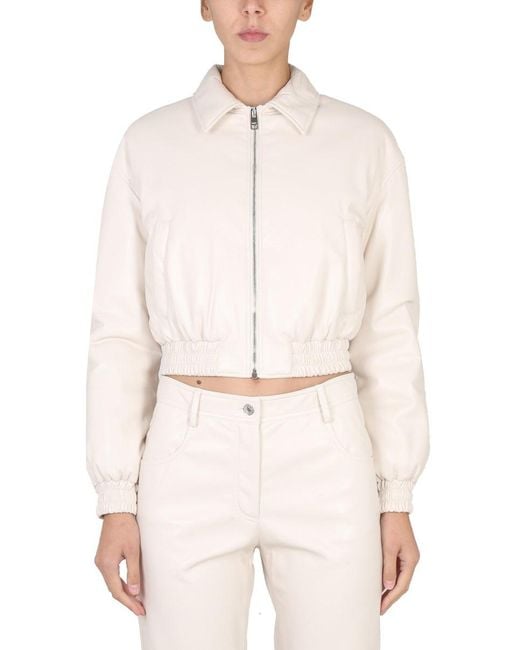 MSGM White Jacket With Classic Collar