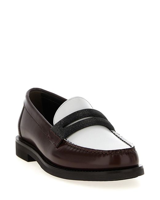Brunello Cucinelli White Two-Tone Loafers
