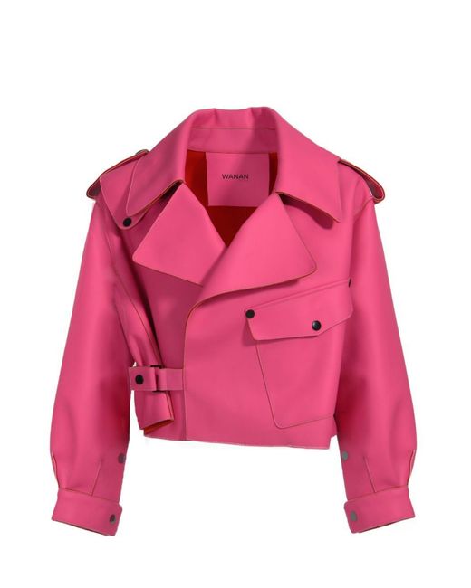 Wanan Touch Ilaria Jacket In Strawberry Pink Lambskin Leather