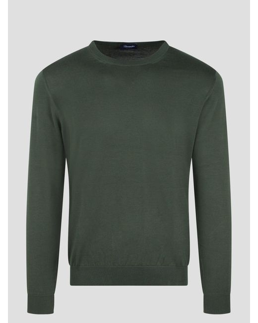 Drumohr Green Cotton Knit Sweater for men
