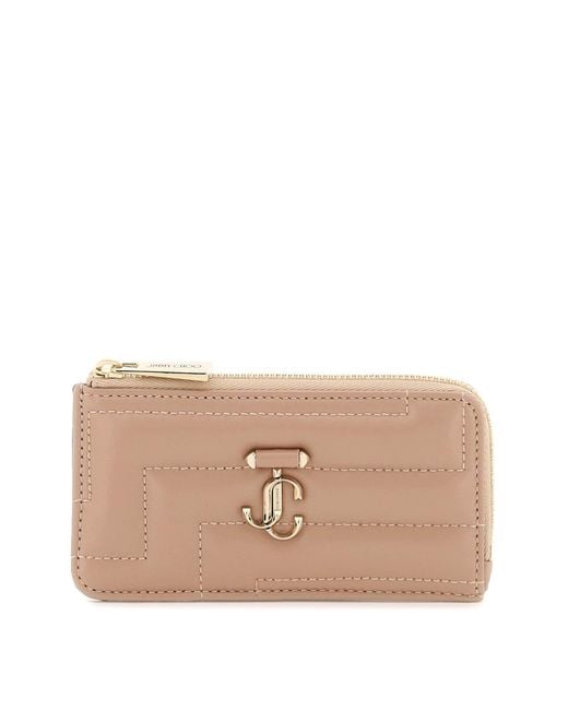 Jimmy Choo Natural Quilted Nappa Leather Zipped Cardholder