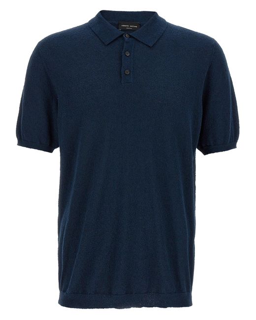Roberto Collina Blue Spongy Cotton Shirt Polo for men