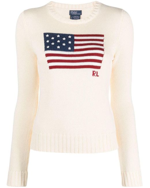 Polo Ralph Lauren White Flag Knit Jumper