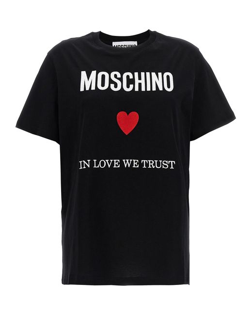 In Love We Trust T Shirt Nero di Moschino in Black