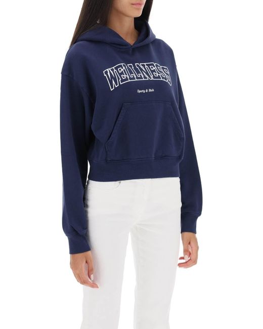 Sporty & Rich Blue Wellness Cropped Hoodie