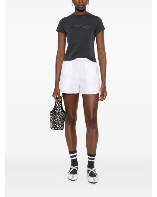 T-Shirt Effetto Ristretto E Consumato Con Logo-Donna di Alexander Wang in Black