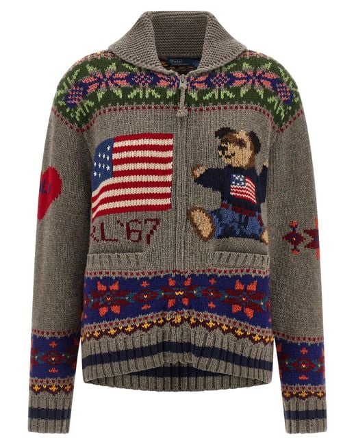 Polo Ralph Lauren Gray Polo Bear Sweaters And Cardigans
