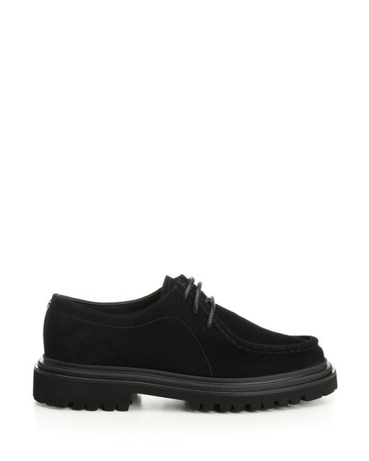 Dolce & Gabbana Black Calfskin Derby Lace-Up Shoes for men