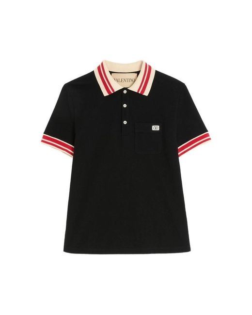 Valentino Black Cotton Jersey Vlogo Polo Shirt for men