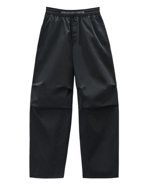 Pantaloni A Vita Media Con Pieghe Al Ginocchio-Donna di Alexander Wang in Blue