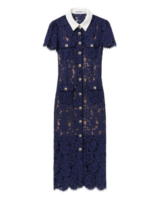 Self-Portrait Blue Dress With Front Button Fastening
