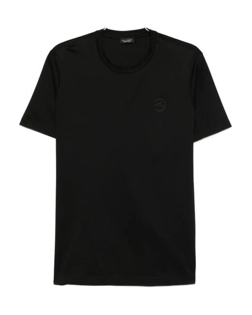 Paul & Shark Black Logo-Print Cotton T-Shirt for men