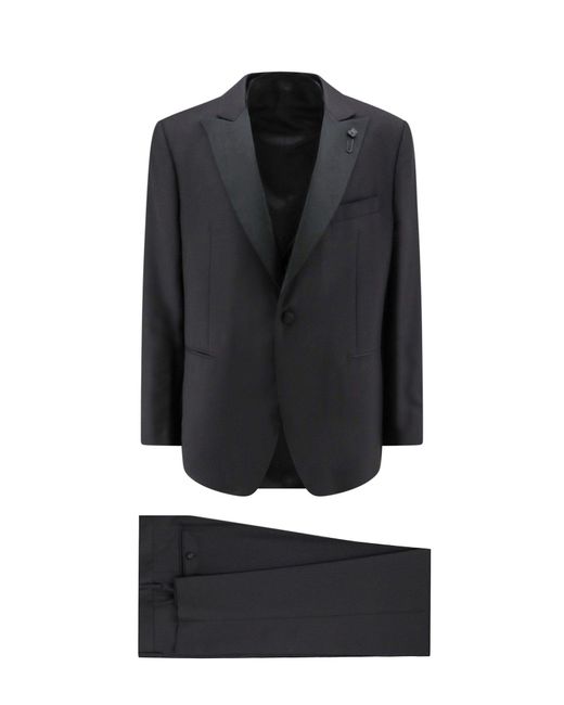 Lardini Black Wool Tuxedo With Vest for men