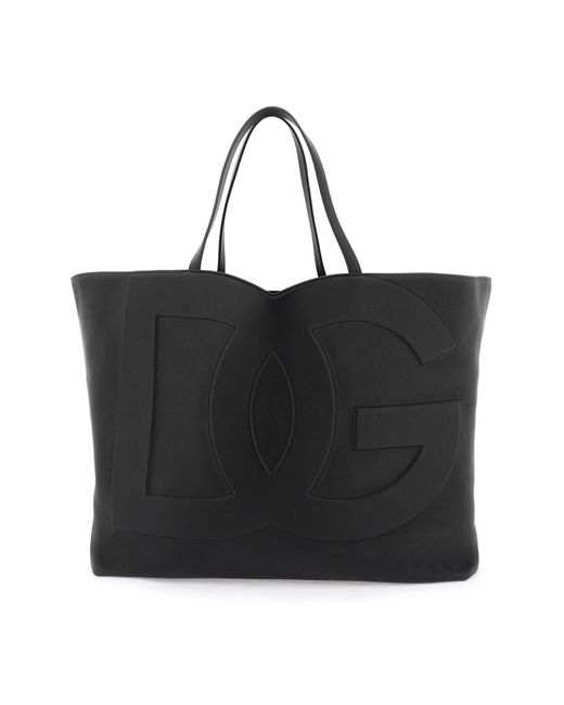 Dolce & Gabbana Black Large Dg Logo Shopping Bag for men
