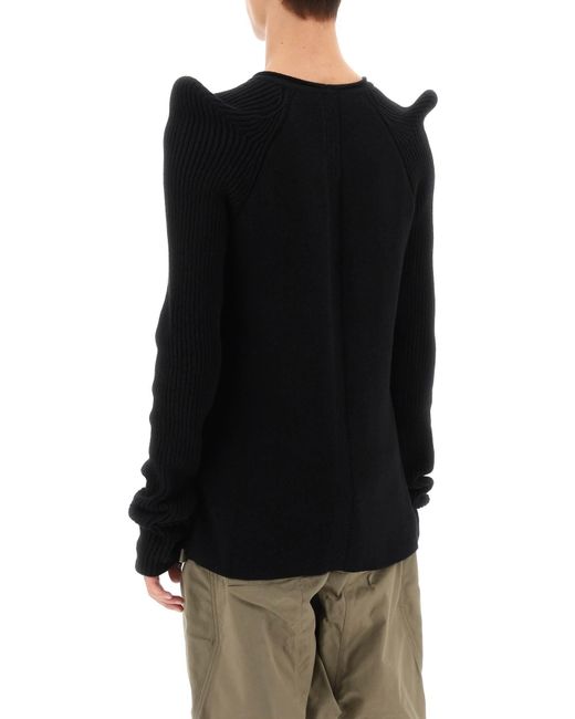 Rick Owens Black Pointy Shoulders Cashmere Sweater for men