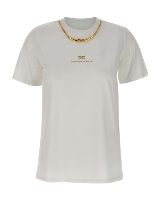Elisabetta Franchi Women's White Logo Cotton T-Shirt