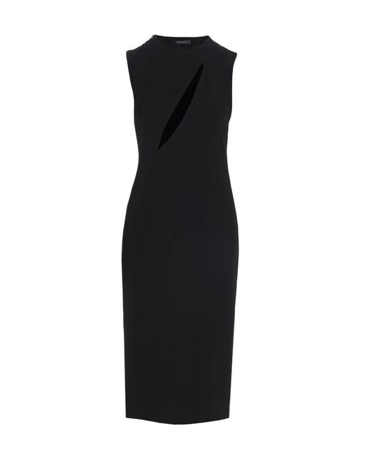 Versace Black Cut-Out Midi Dress With Side Split